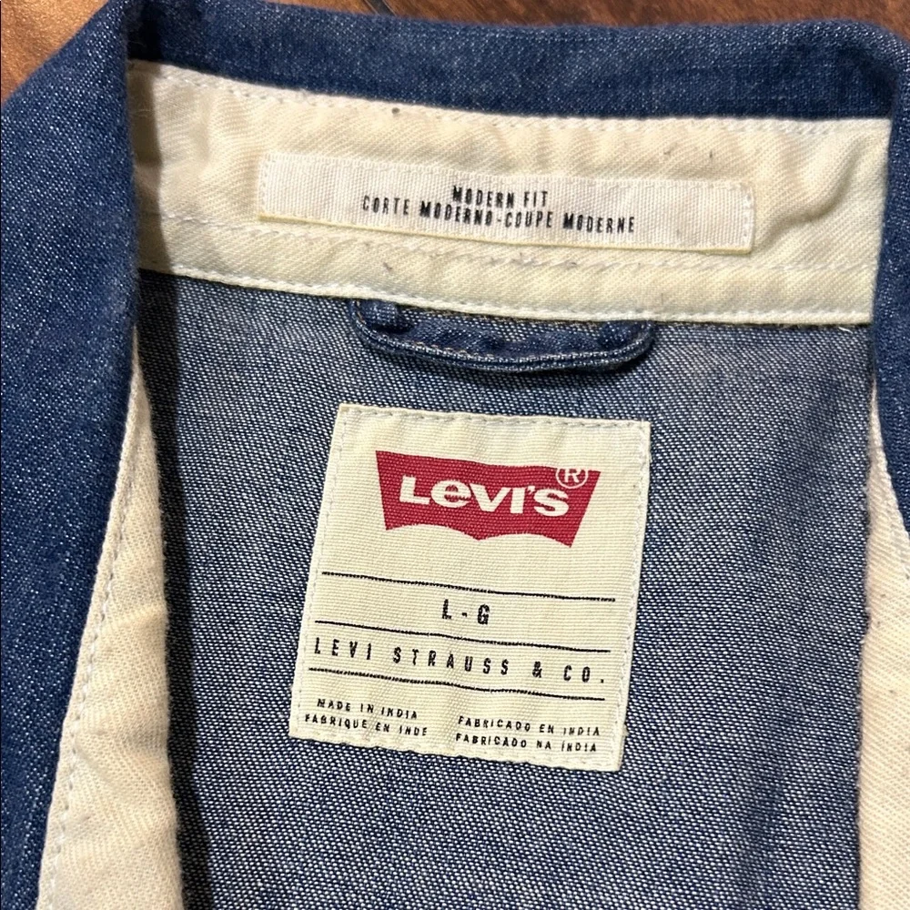 Levi's Blue Denim Shirt with Distinctive Patches